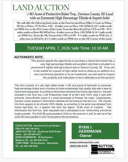 Undeveloped Land for sale in Davison County, South Dakota