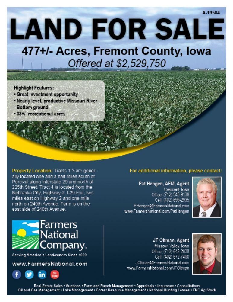 477 acres in Fremont County, Iowa