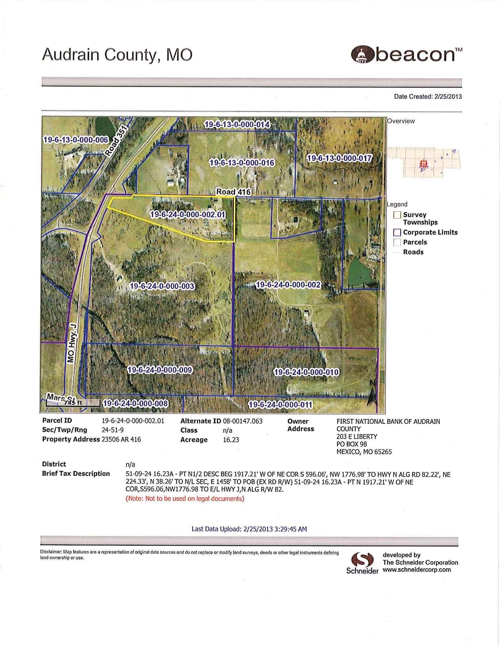 16.23 acres in Audrain County, Missouri