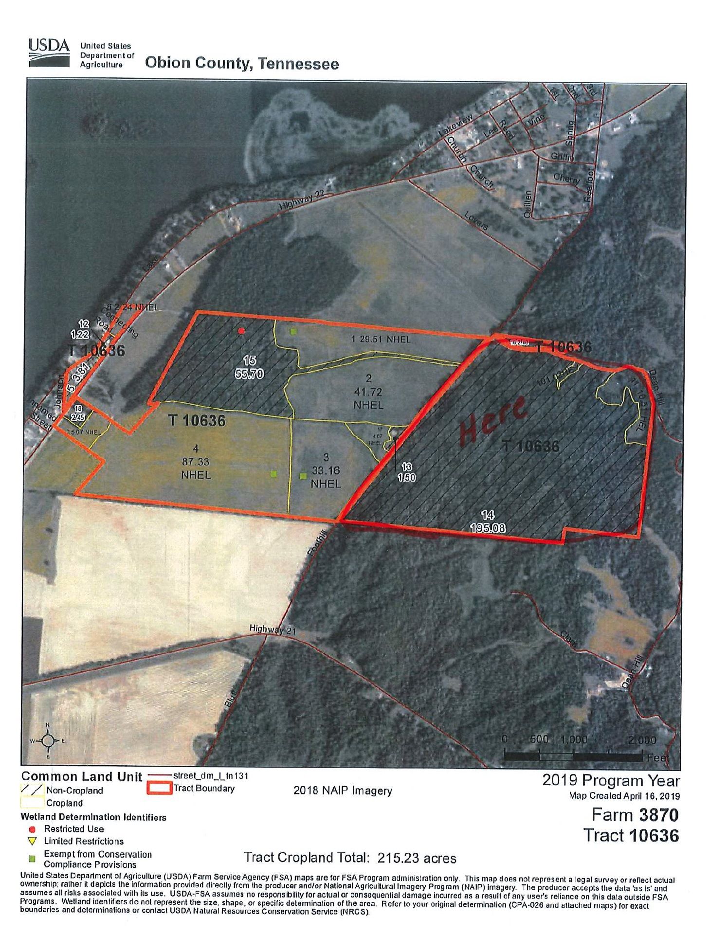 195 acres in Benton County, Tennessee