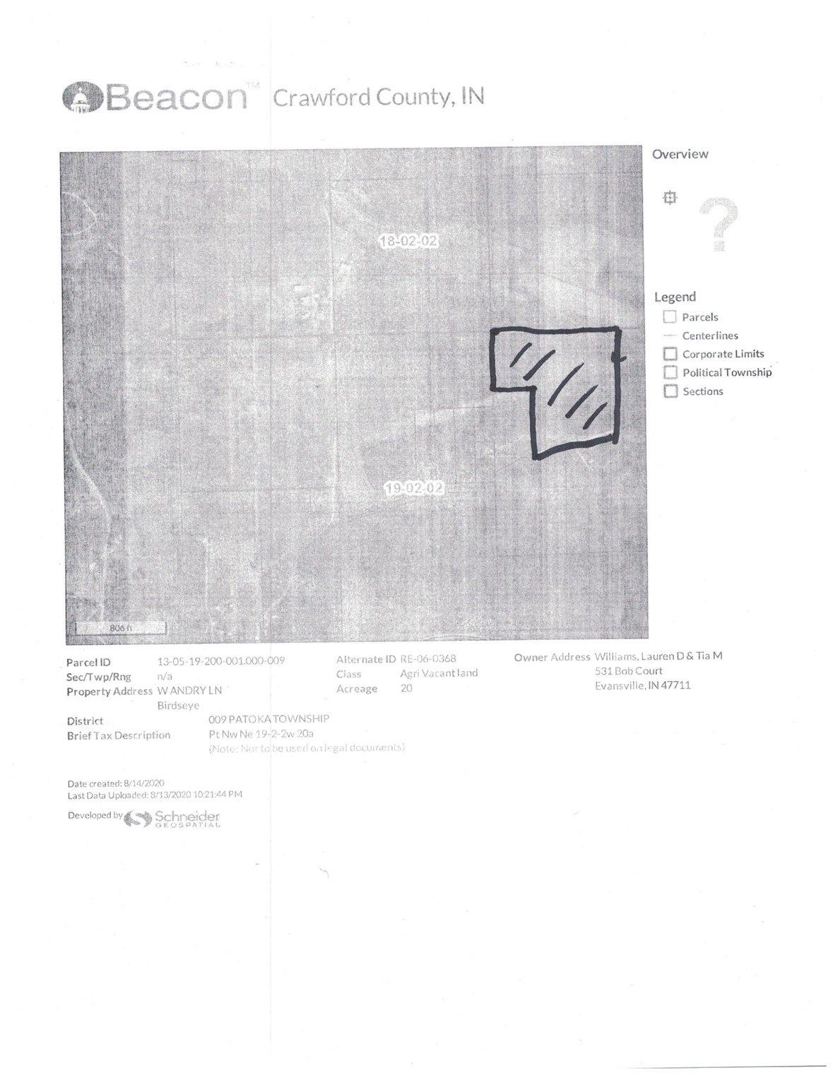 20 acres in Crawford County, Indiana