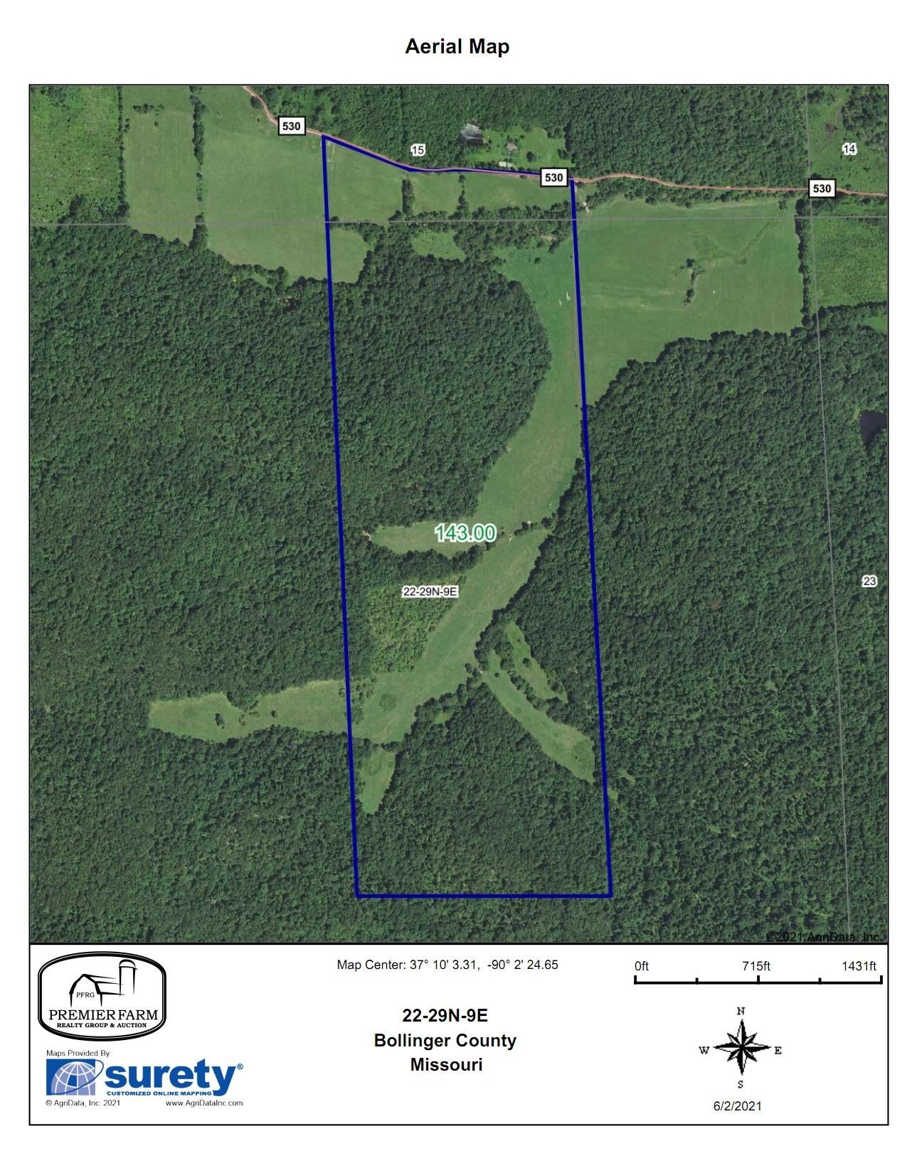 143 acres in Bollinger County, Missouri