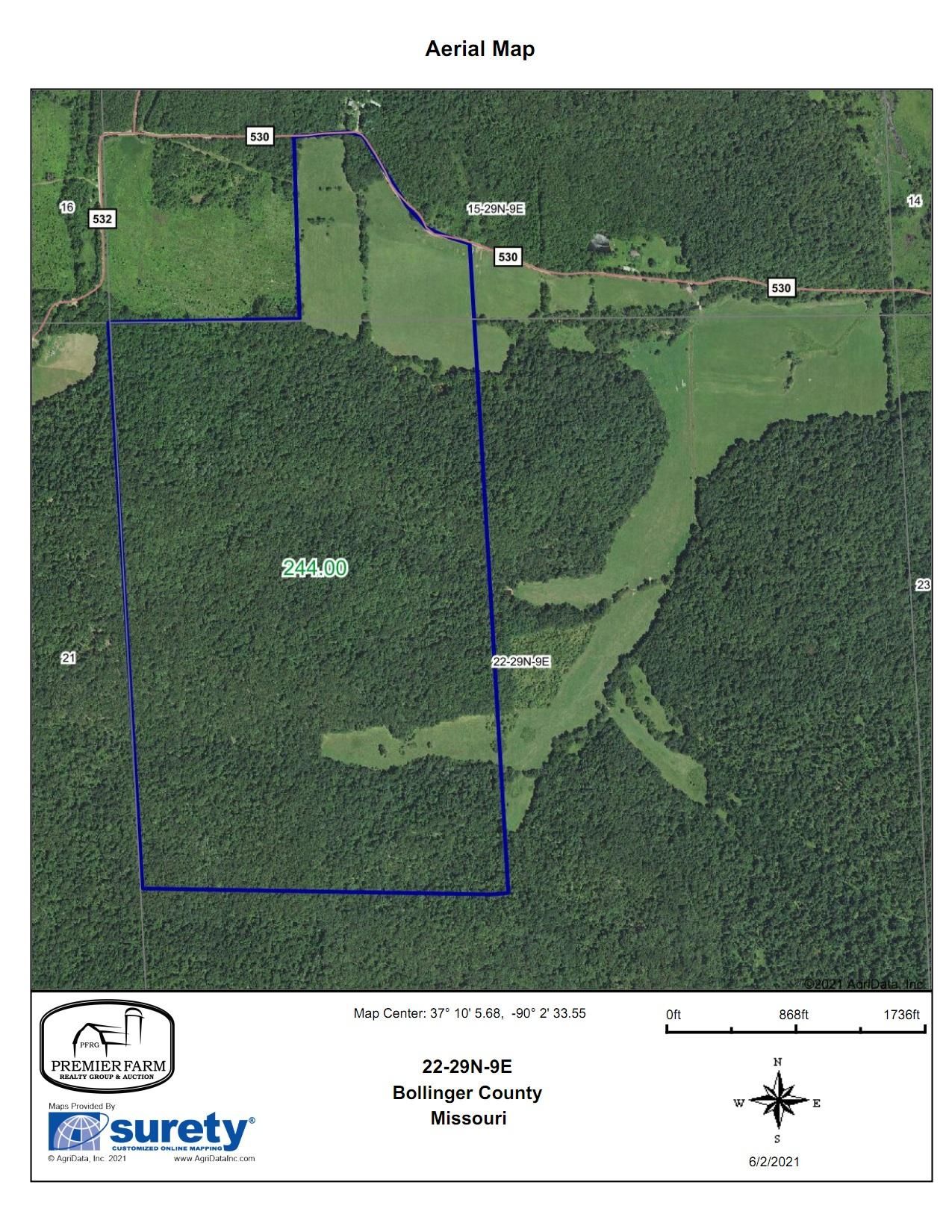 244 acres in Bollinger County, Missouri