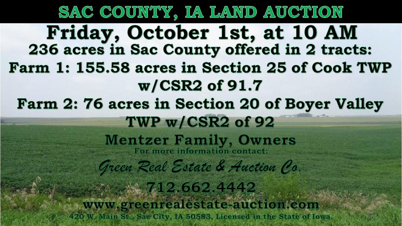231.58 acres in Sac County, Iowa