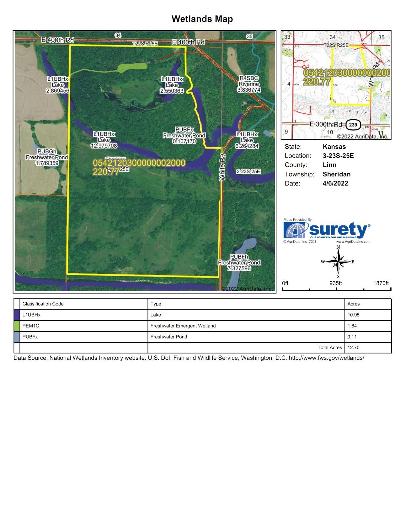 220 acres in Linn County, Kansas