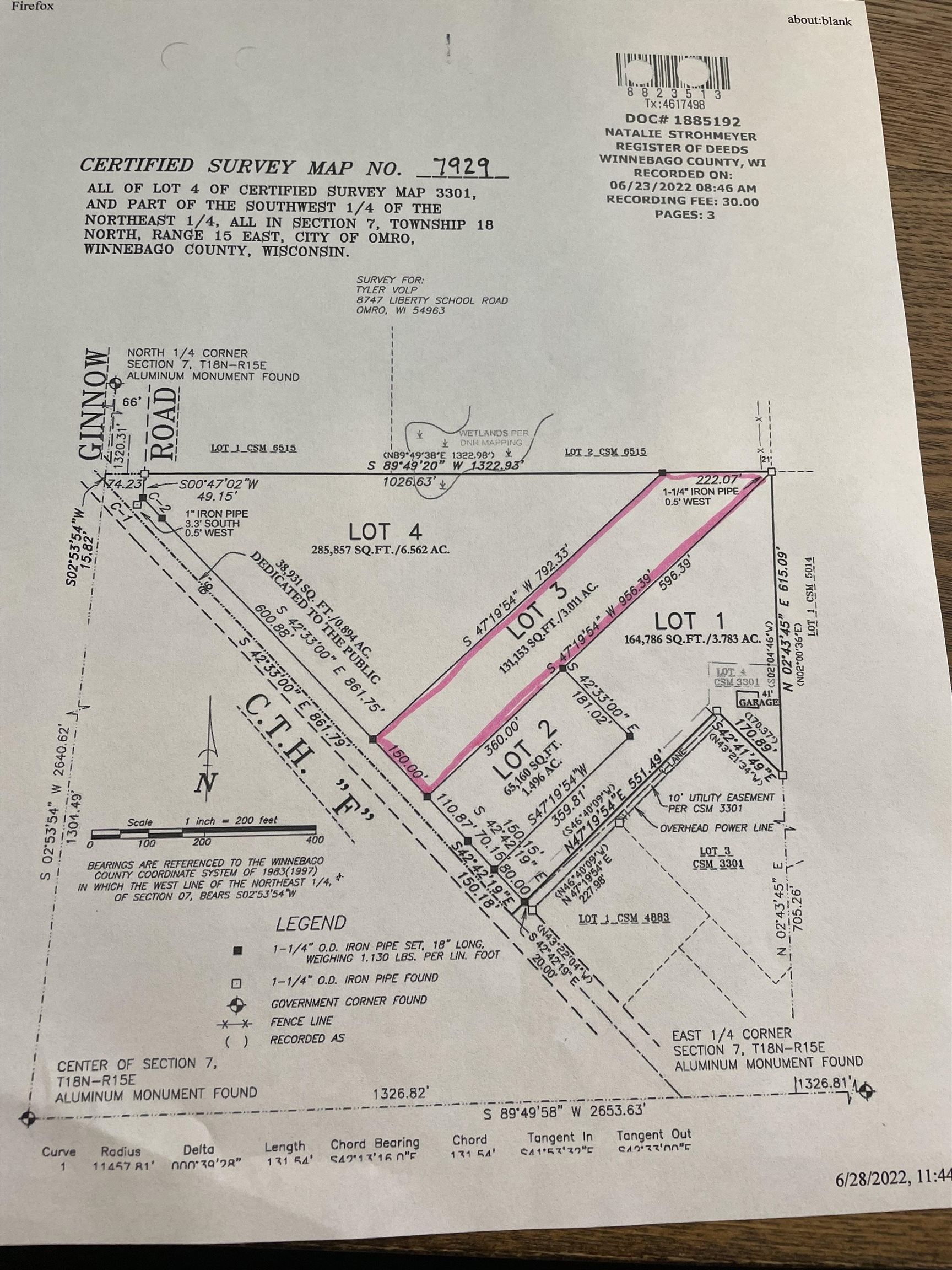 3 acres in Winnebago County, Wisconsin