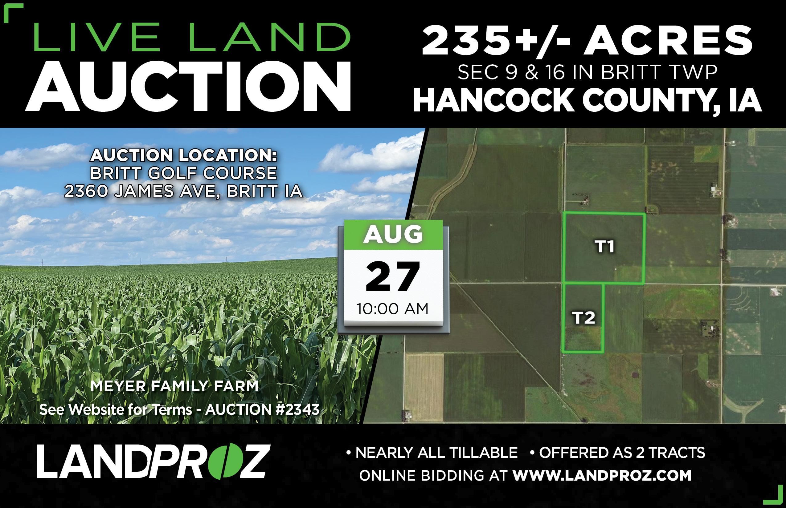 235 acres in Hancock County, Iowa