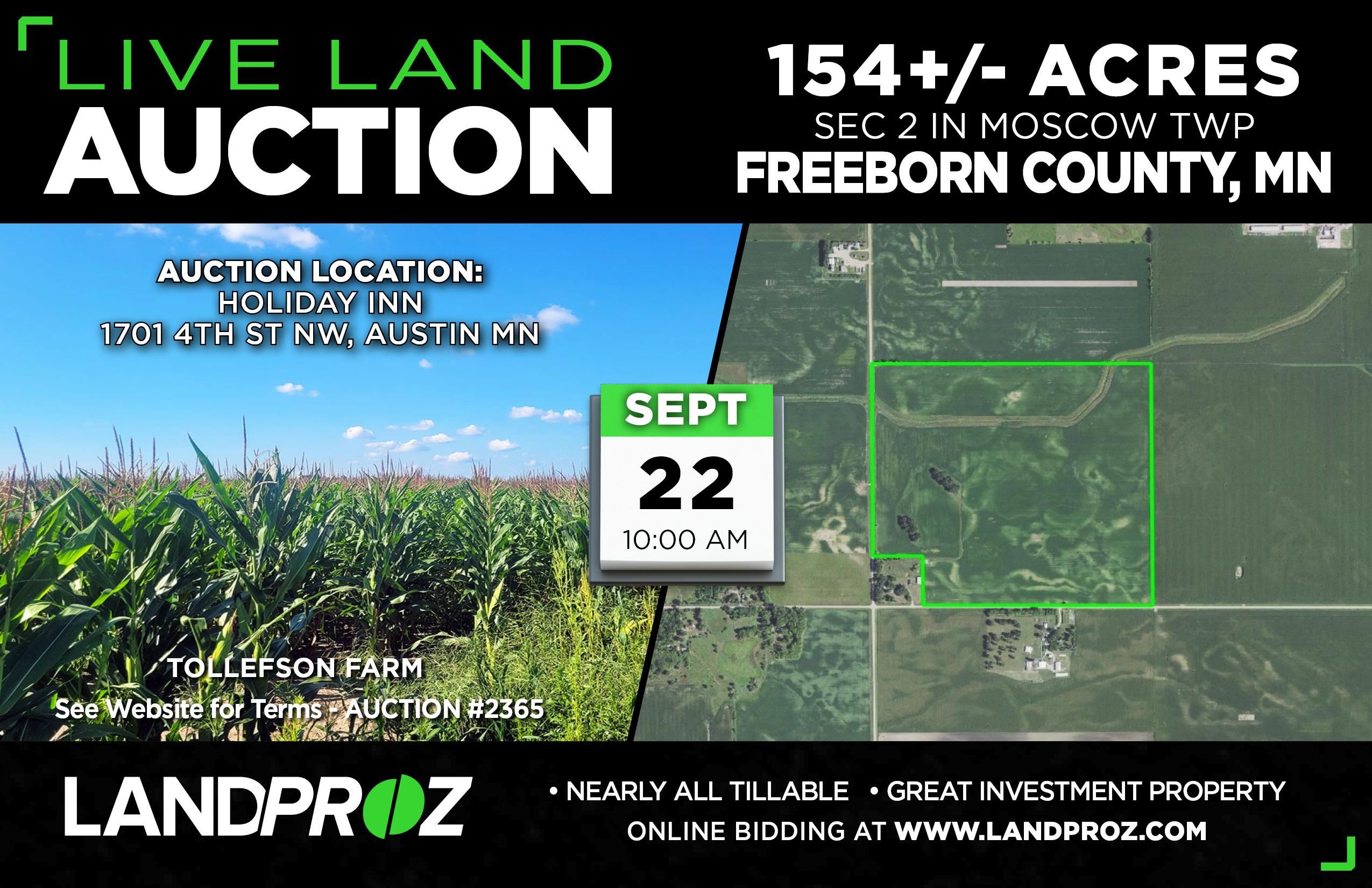 154 acres in Freeborn County, Minnesota