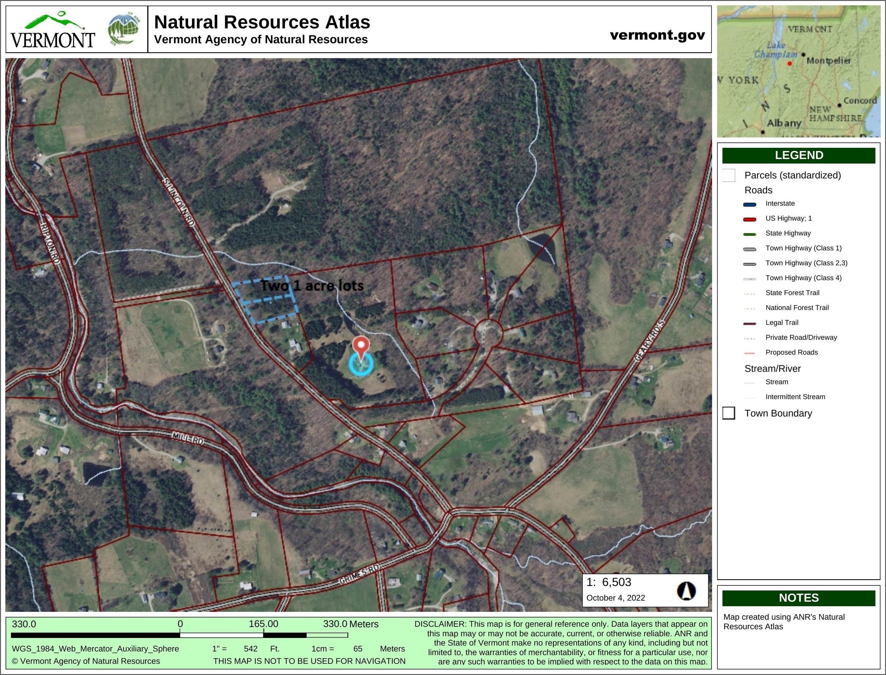 2 acres in Addison County, Vermont
