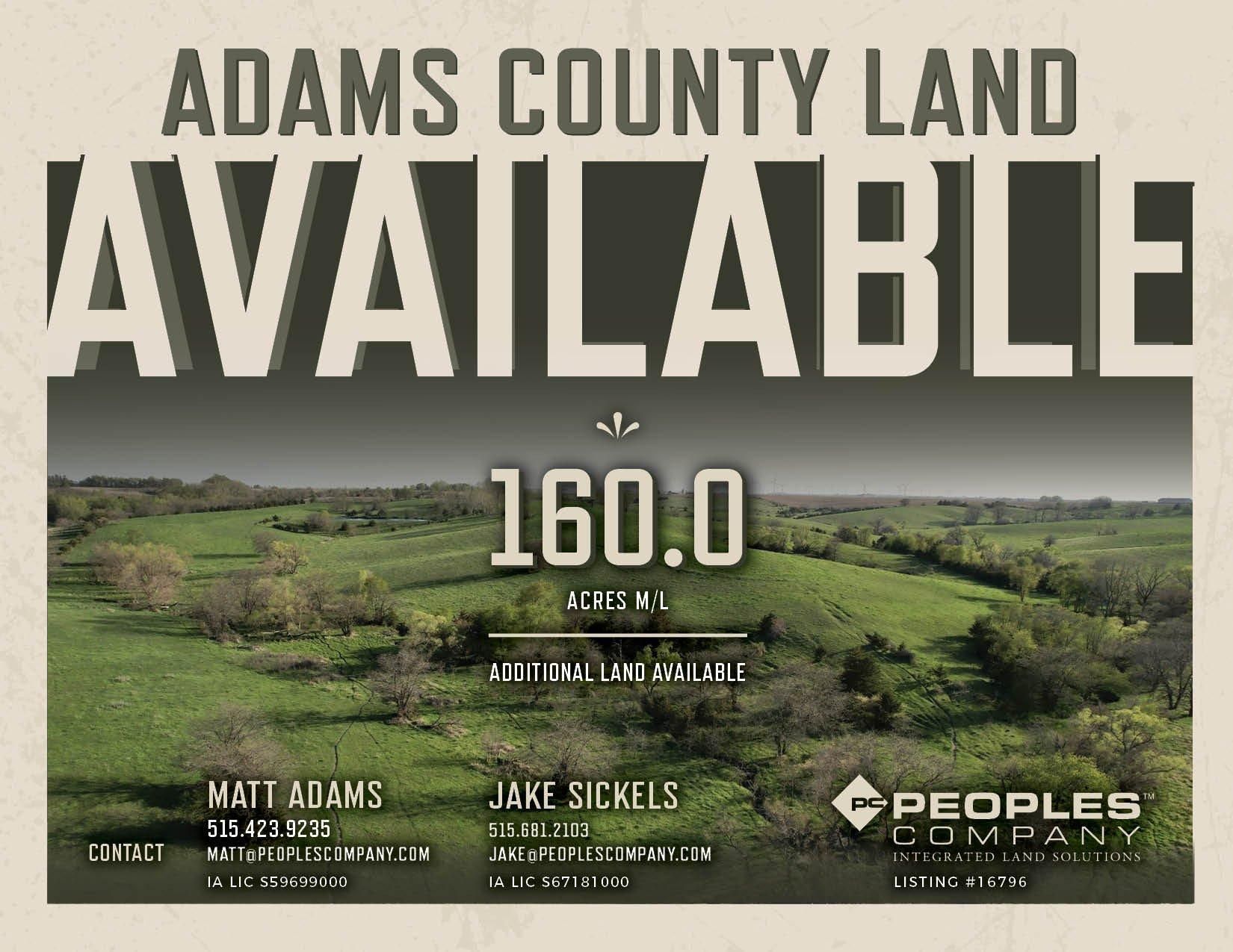 160 acres in Adams County, Iowa