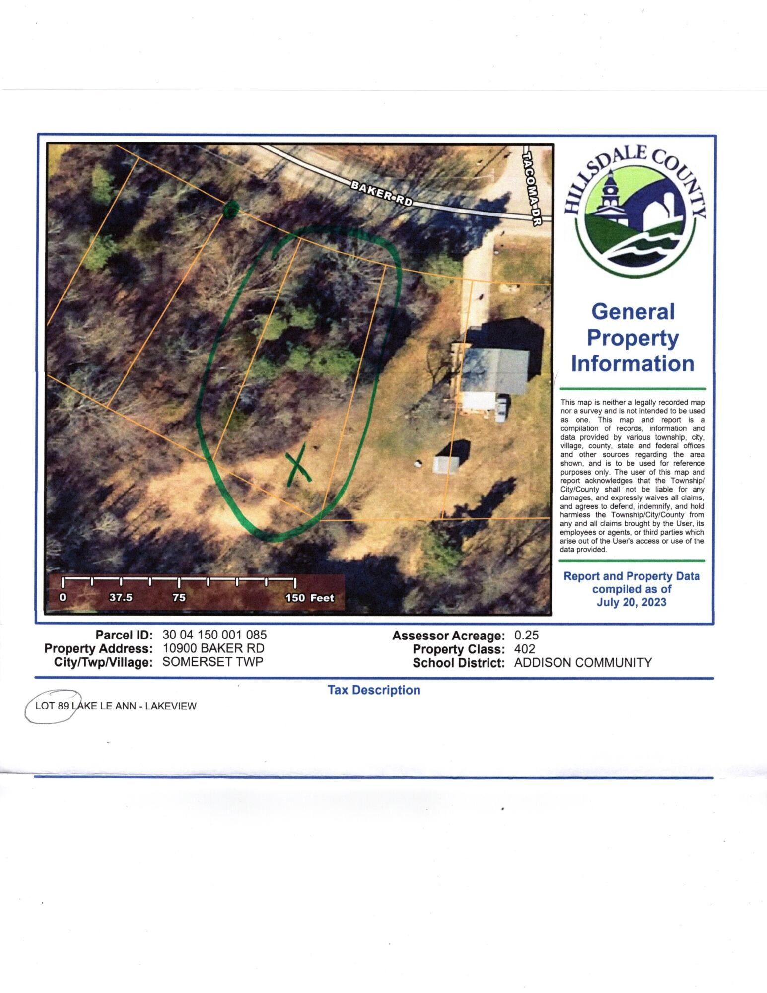 0.25 acres in Hillsdale County, Michigan