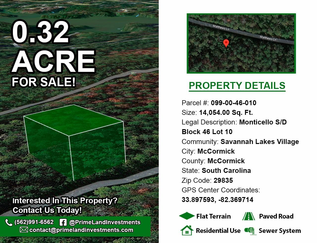0.32 acres in McCormick County, South Carolina