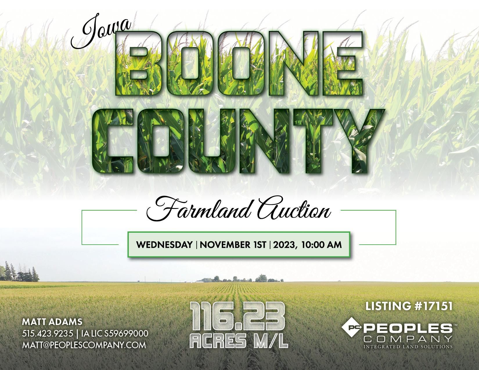 116.23 acres in Boone County, Iowa