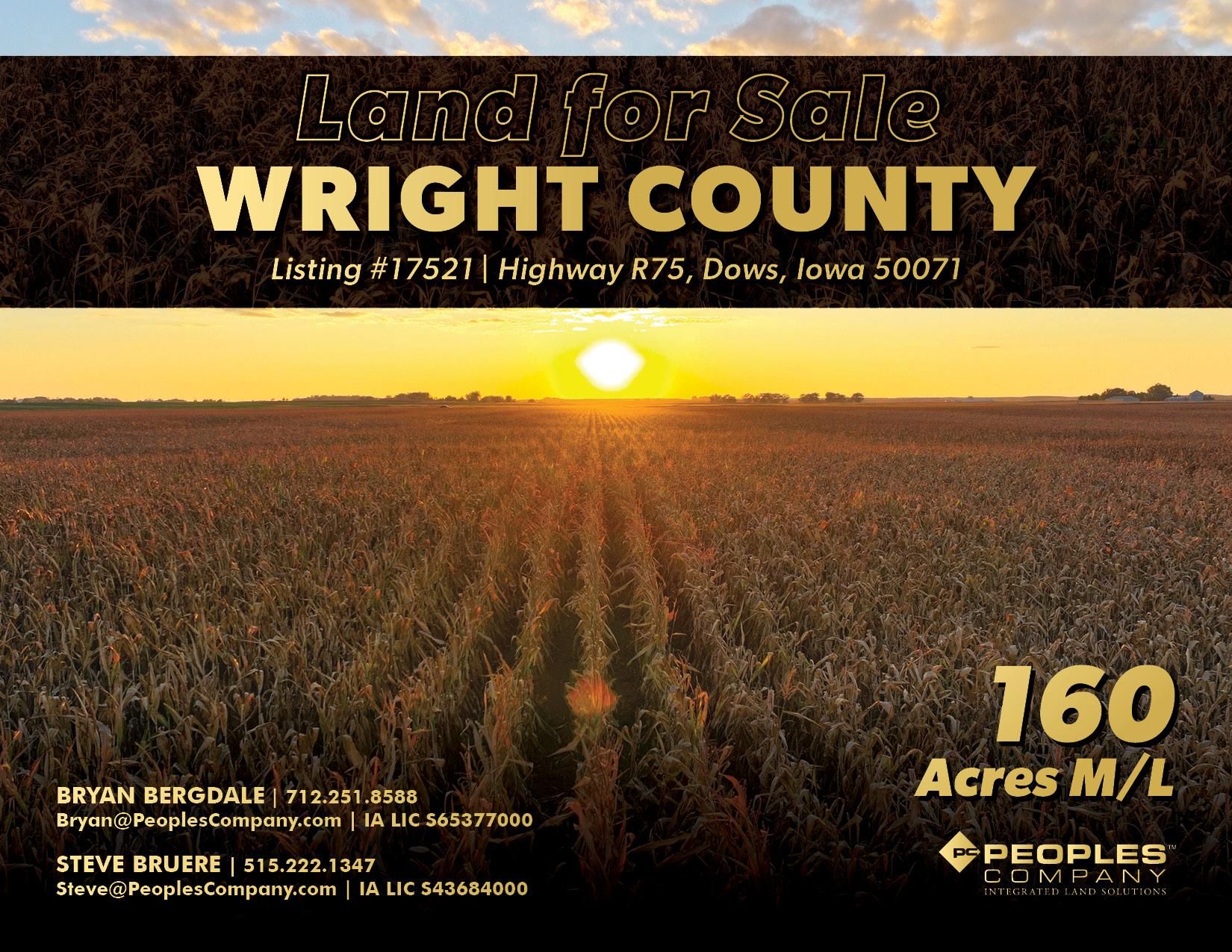 160 acres in Wright County, Iowa