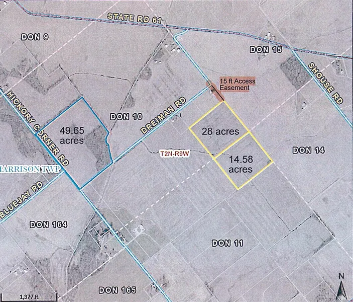 92/- Acres 3 Tracts on Dreiman Rd S Hickory Cor Rd  